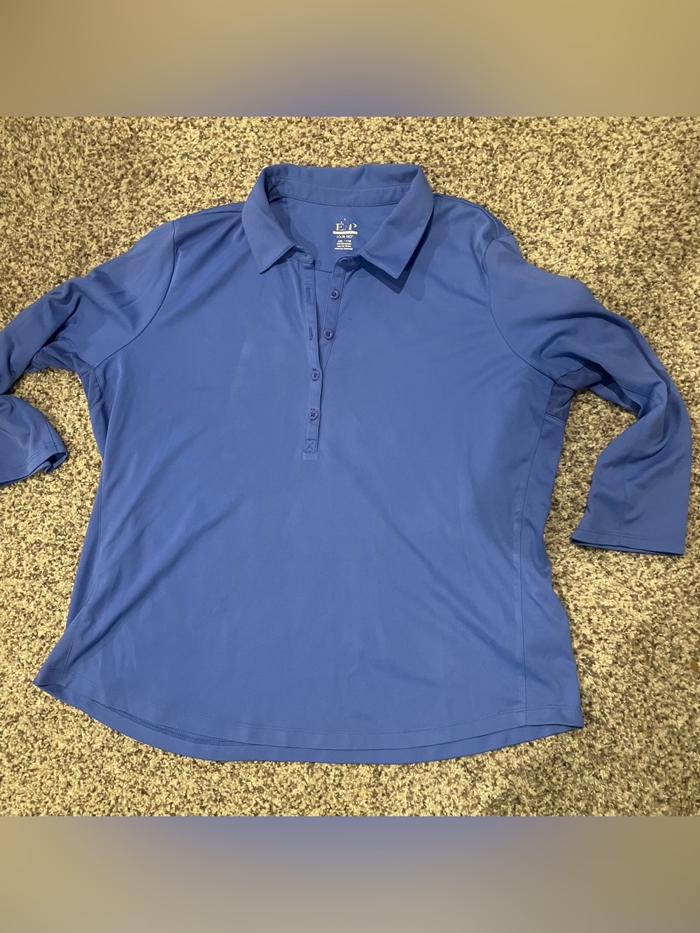 EP Pro Women's Royal Blue Button-Front 3/4 Sleeve Polo